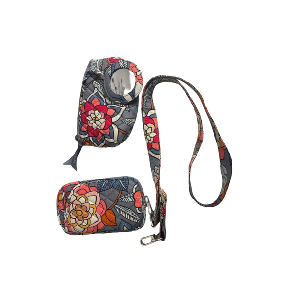 3 pc. Set Vera Bradley Shoulder /Crossbody Bag Medium Gray/Blue Floral zipper - Picture 8 of 11